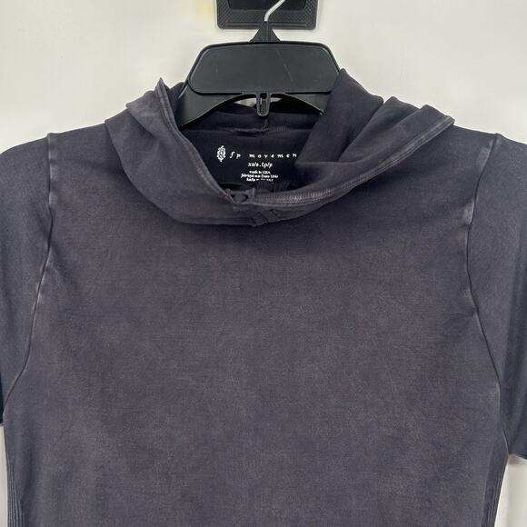 Free People Movement Good Karma Hoodie Shirt Black Fitted Cowl Neck Size S - Picture 4 of 12